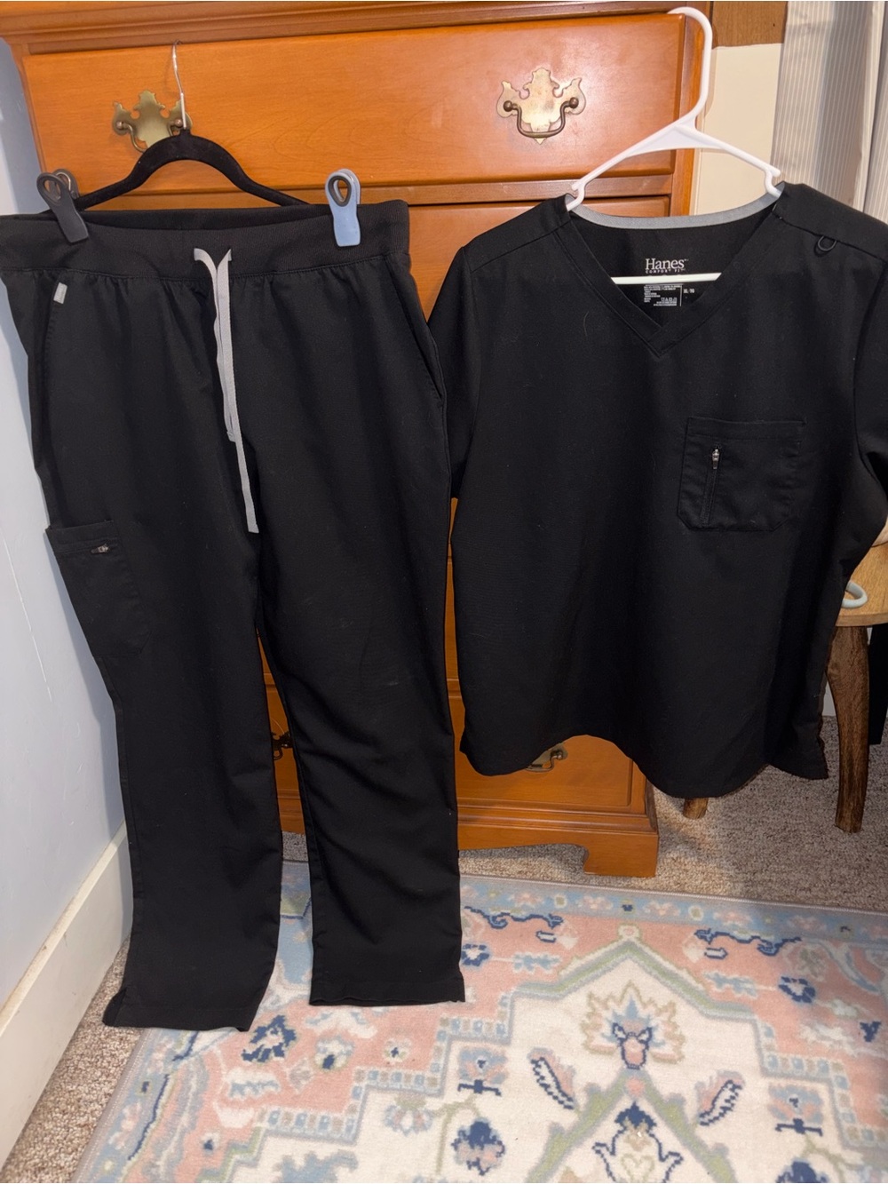 Hanes Women’s Black Scrub Set